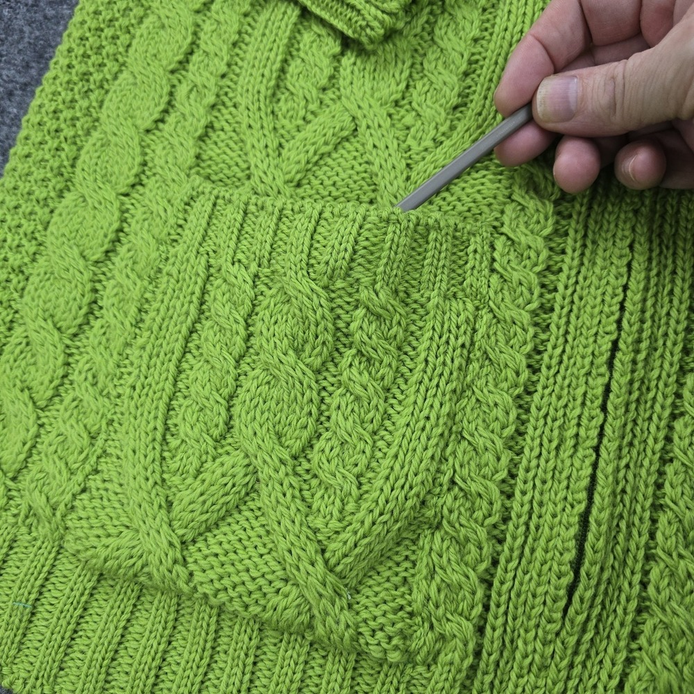 Aran Crafts‎ Irish Merino Wool Zip Cardigan Womens NWT L Green Cable Knit - Picture 6 of 11